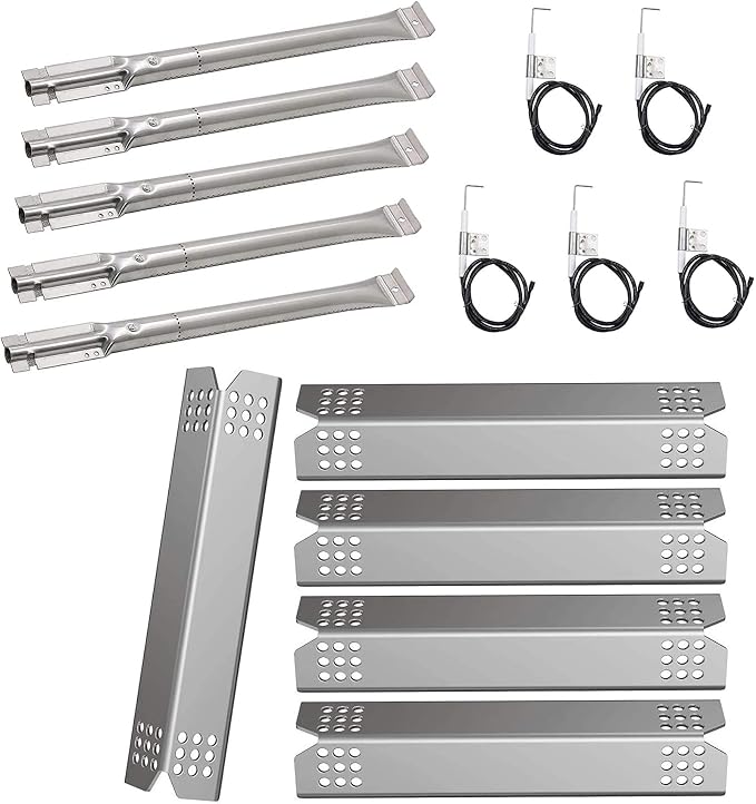Criditpid Grill Replacement Parts for Jenn-Air 720-0727 720-0709B 720-0709, Grill Burner Heat Plate Shield Igniter Electrode for Kitchenaid 720-0709C 720-0893 860-0003 720-0826 Grill Models.