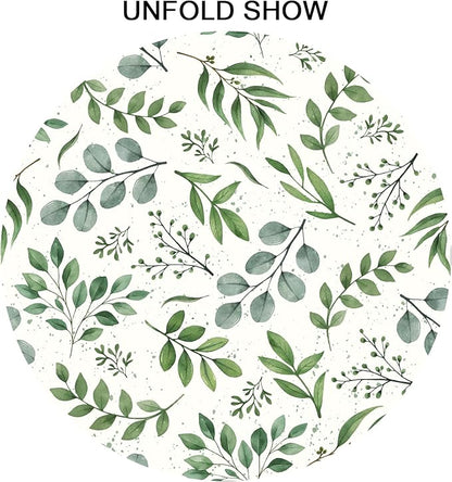 Sweetshow Spring Floral Teal Sage Green Tablecloth Round 60 Inch Watercolor Eucalyptus Leaf Round Table Cloth Wrinkle Resistant Washable Table Cover for Kitchen Dining Room Holiday Party Picnic Patio
