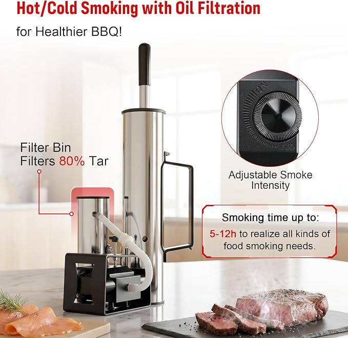 2026 Upgrade Electric Smoker Generator, Cold Smoker 60-70°F for Cheese | Stainless Steel Smoke Tube for Pellet Smoker, Outdoor Smoker for Cheese and Salmon, Best Gifts for Men and Dads