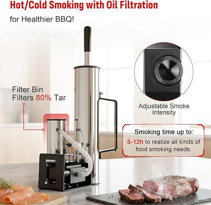 2026 Upgrade Electric Smoker Generator, Cold Smoker 60-70°F for Cheese | Stainless Steel Smoke Tube for Pellet Smoker, Outdoor Smoker for Cheese and Salmon, Best Gifts for Men and Dads