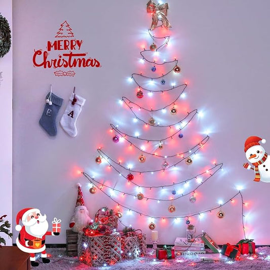 JMEXSUSS 200 LED Red and White Christmas Lights, 66ft String Lights Plug in | Connectable, 8 Modes, Green Wire Twinkle Christmas Lights for Tree Bedroom Mantel Fireplace Porch Yard Indoor Outdoor Decor