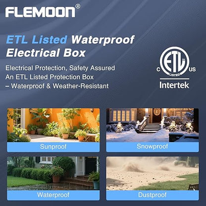 Flemoon 2 Pack IP55 Small Outdoor Electrical Box Waterproof for Power Strip | Inner 5.9 x 3.2 x 1.8inch, Extension Cord Cover with Detachable Awning Covers for Plug, Outlet, Holiday Lights, Blue