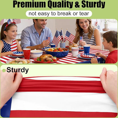 Smiry Disposable Table Cloth 3 Pack, 54 x 108 Inch Waterproof Plastic Tablecloth, Decorative Rectangle Table Covers for Party, Birthday, Picnic, American Flag