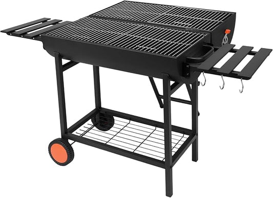 Extra Large Charcoal BBQ Barrel Grill 871 Square Inches Cooking Area Barrel Charcoal Grill with 2 Foldable Side Tables for Backyard Camping Patio Parties and Picnics