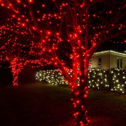 Dazzle Bright Christmas String Lights, 132FT 400 LED Connectable Green Wire 8 Modes String Lights, Waterproof Christmas Lights for Indoor Outdoor Patio Party Wedding Decorations, Red