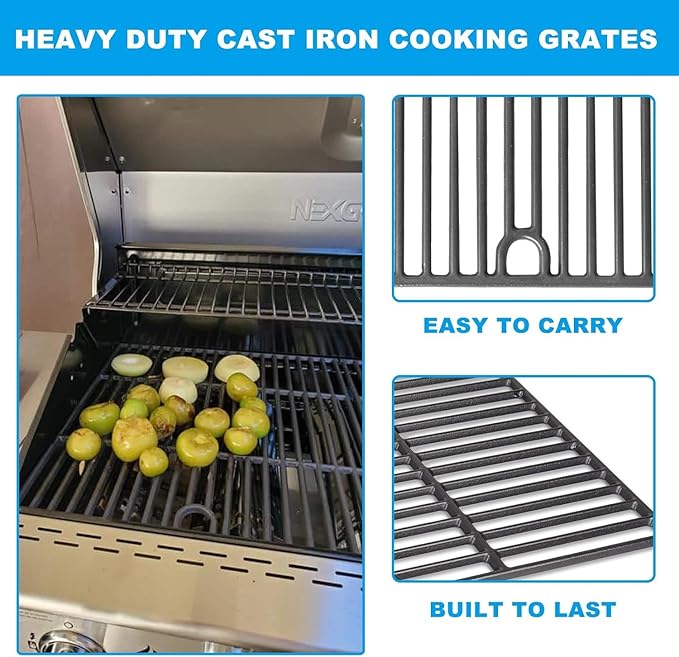 LS'BABQ Grill Grates Replacement Parts for Nexgrill 5 Burner 720-1046 720-1046A Gas Grill, 2 Pack Cast Iron Cooking Grid for Nexgrill 720-1046 Replacement Parts 5 Burner, 17.12'' x 17.12''