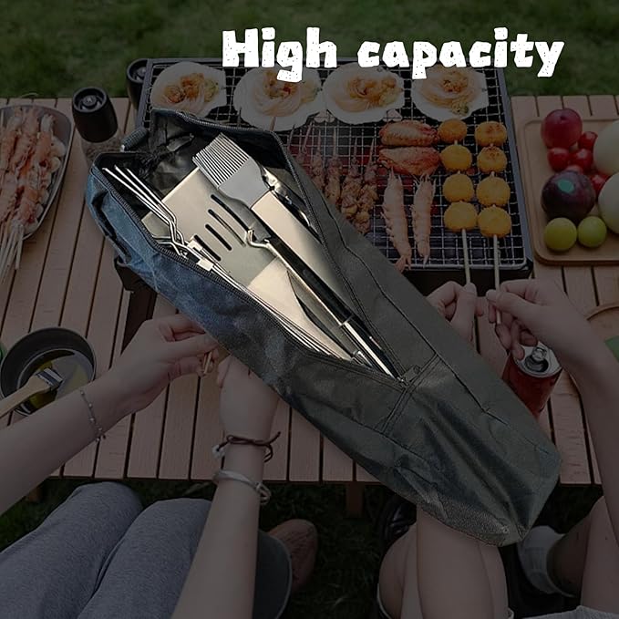 Grill Storage Bag, BBQ Tool Bag, Outdoor Grilling Bags, Oxford Cloth Grill Utensil Storage, Foldable Grill Bag for Camping and Hiking BBQ, Grill Accessory