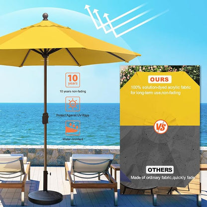 Eurmax USA 10-Year-Non-Fading 10FT Outdoor Patio Market Umbrella,UPF50+ UV Resistant Sun Shade,Heavy Duty Commercial Grade,Crank Lift Design,Windproof Vented Top for Garden,Pool,Deck,Sunflower Yellow