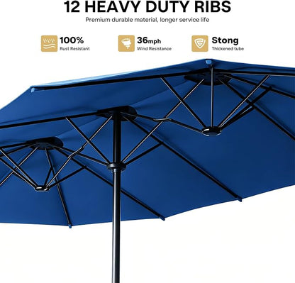 Sannwsg Outdoor Patio Umbrella,Table Umbrella with Push Button Crank,Market Umbrella with 8 Sturdy Ribs,Yard Umbrella