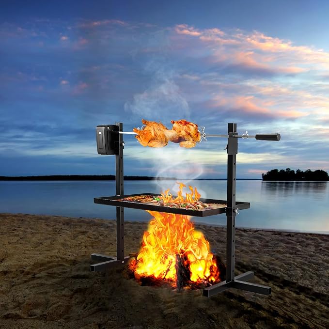 Grill Rotisserie Kit BBQ Rotisserie Kit For For Outdoor Camping Party DC 3V Motor And Height Adjustable Universal Roaster Stand