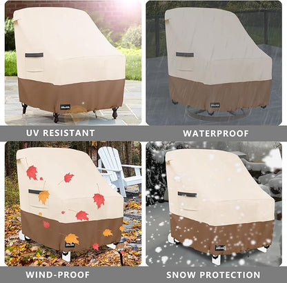 ANartcle Patio Adirondack Chair Cover 2 Pack,600D Waterproof Heavy Duty Outdoor Chair Covers,Adirondack Chair Covers(30W x 34D x 36H inches),Patio Furniture Covers,Beige&Brown