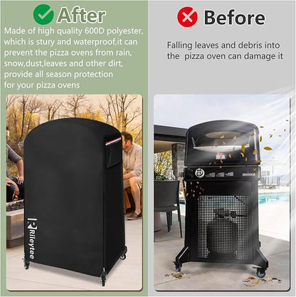 Rileytee Pizza Oven Cover for Blackstone 16 inch Standing Pizza Oven Model 6825/6824/6850,Outdoor Heavy Duty 600D Waterproof Dustproof Cover for Pizza Oven with Mobile Cart