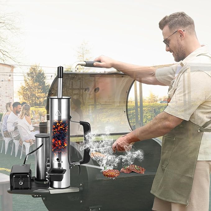 EUTRKei Cold Smoke Generator for Traeger Smoker Grill, Cordless Electric Smoke Tube with Air Pump, Cold Smoking for Cheese, Fish, Meat, Men Gifts, for Tailgating, Backyard, Party