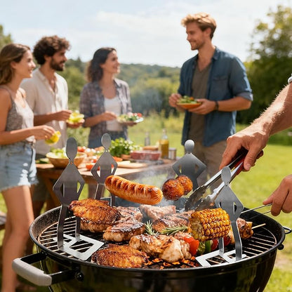 4PCS Funny BBQ Stand Man HotDog Holder,Portable HotDog Roaster,Reusable Stainless Steel Hotdog&Sausage Stand for Christmas Barbecue,Camping,Spring Trip Sausage Barbecue Rack,Barbecue Grill Accessories