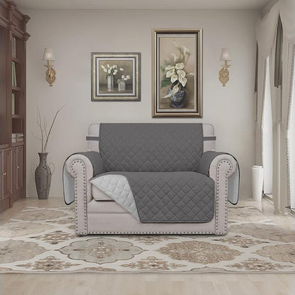 Easy-Going Reversible Couch Cover, Oversized Chair, Gray/Light Gray | Machine Washable Slipcover For Dogs, Water Resistant Furniture Mat For Living Room, Non-Slip Sofa Cover, Pet Friendly