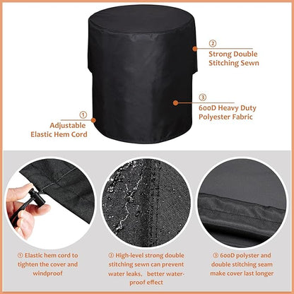 SheeChung Outdoor Fireplace Cover Round 30"Dx43"H,Waterproof Grill Cover for Weber Kettle Charcoal 22 Inch,Heavy Duty 600D Outside Covers for Wood Burning Chiminea,BBQ Grill Smoker,UV Resistant