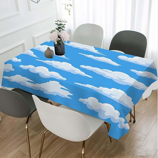 TKS MITLAN Blue Sky and White Clouds Tablecloth Decor Cloud Vector Set Collection Graphic Clip Art Design Table Cloth Dining Room Kitchen Table Cover 60" X 84" Oblong/Rectangle