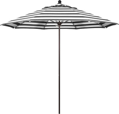 California Umbrella 9' Rd. Venture Series Contract Grade Patio Umbrella, Push Open Pin Stop, Bronze Finish, Sunbrella Cabana Classic