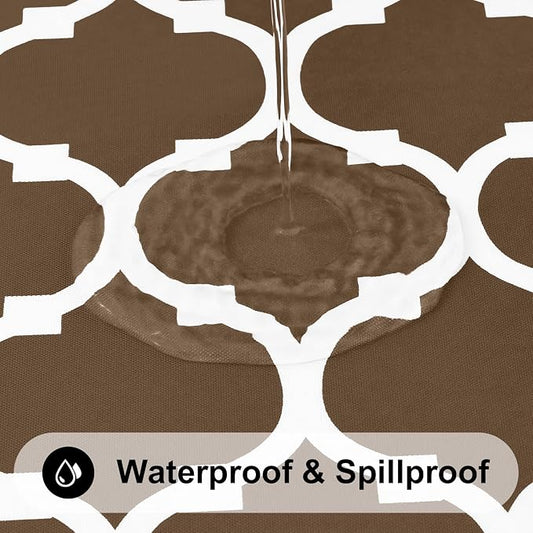 Smiry Rectangle Tablecloth, Waterproof Vinyl Tablecloths with Flannel Backing for Rectangle Tables, Wipeable Spillproof Plastic Tablecloth for Dining, Camping, Indoor and Outdoor (60"x84", Brown)