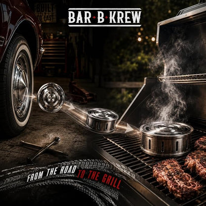 Bar B Krew Hubcap Smoker Box For Gas Grills, 5" x 2" Stainless Steel Wood Chip Smoker
