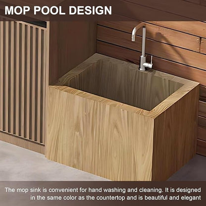 87IN Outdoor Kitchen Cabinet - Kitchen Cabinet with Countertop Includes Stripe Design & Mop Pool,Outdoor Table with Aluminum Alloy,Stainless Steel Sink and Slate Countertop,Hidden Handle