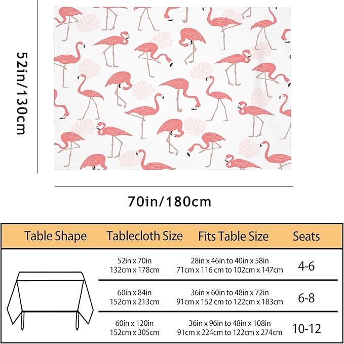 TKS MITLAN Flamingo Bird Tablecloth Decor Pink Leaves Summer Exotic Tropical Table Cloth Dining Room Kitchen Table Cover 52 x 70 Inch Oblong/Rectangle