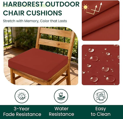 HARBOREST Outdoor Chair Cushions Set of 4, Water Resistant Patio Chair Cushions with Ties, Square Corner Outdoor Seat Cushions for Patio Furniture, 18.5"x16"x3", Burnt Orange