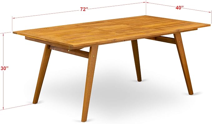 East West Furniture DEBS92CANA 9 Piece Outdoor Patio Dining Sets Includes a Rectangle Acacia Wood Table and 2 Folding Arm Chairs with 6 Side Chairs, 40x72 Inch, Natural Oil