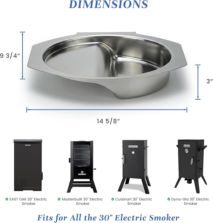 Water Pan Replacement for Masterbuilt 30 Inch Electric Smoker, Replaces Part 9007170040, Water Bowl for Digital Electric Vertical Smoker, Fits MB20071117 MB21072218 for Masterbuilt Smoker Parts