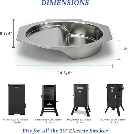 Water Pan Replacement for Masterbuilt 30 Inch Electric Smoker, Replaces Part 9007170040, Water Bowl for Digital Electric Vertical Smoker, Fits MB20071117 MB21072218 for Masterbuilt Smoker Parts