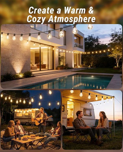 100FT Outdoor String Lights with Remote, LED Patio Lights with 35+1 Waterproof S11 Bulbs, Outside Dimmable 2700K Warm White, Timer & 3 Modes,for Backyard Garden Deck Porch Balcony Gazebo Party Decor