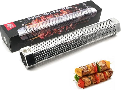 MAISHI 12-Inch Pellet Smoker Tube, Food Grade 304 Stainless Steel for Hot or Cold Smoking, 5+ Hours of Flavorful Smoke for BBQ, Meat, Cheese, Fish&More Durable Grill Smoker Generator for Wood Pellets