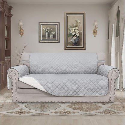 Easy-Going Reversible Couch Cover, 2 Cushion Sofa, Light Gray/Ivory | Oversized Loveseat Slipcover For Dogs, Water Resistant Mat, Living Room, Non-Slip Sofa Cover, Pet Friendly