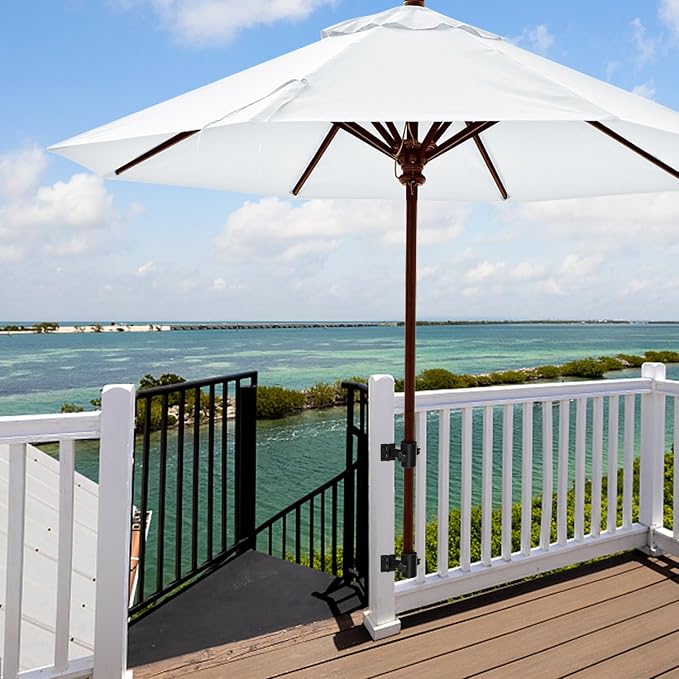 Stainless Steel Patio Railing Umbrella Holder, Deck Umbrella Mount, Black | Easy Installation, Sturdy, Fits Umbrellas up to 1.9", Save Space, Railing Mounting Brackets, Heavy Duty Outdoor Umbrella Base