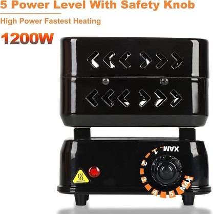 Multipurpose Charcoal Burner 1200W Electric Burners Starters | 1 Heating Zones with Stainless Detachable Tongs, 1200W High Power Cube Coil Multipurpose Burners Fire Starters
