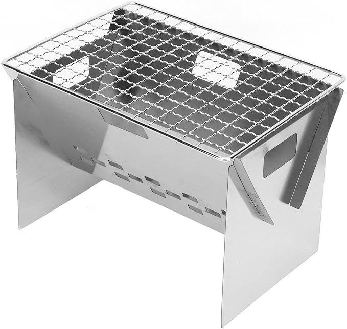 Portable Charcoal Grill, Small Tabletop BBQ, Foldable Detachable Mini BBQ Grill, Stainless Steel Camping Picnic Travel, Compact Outdoor Cooker for Picnic, Patio Tailgating