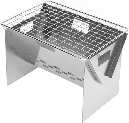 Portable Charcoal Grill, Small Tabletop BBQ, Foldable Detachable Mini BBQ Grill, Stainless Steel Camping Picnic Travel, Compact Outdoor Cooker for Picnic, Patio Tailgating