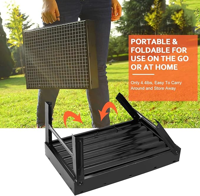 iMounTEK 17" Portable Compact BBQ Grill Foldable Charcoal Barbecue Grill Lightweight Smoker Barbeque Grill for Camping Picnics Backyard Grilling