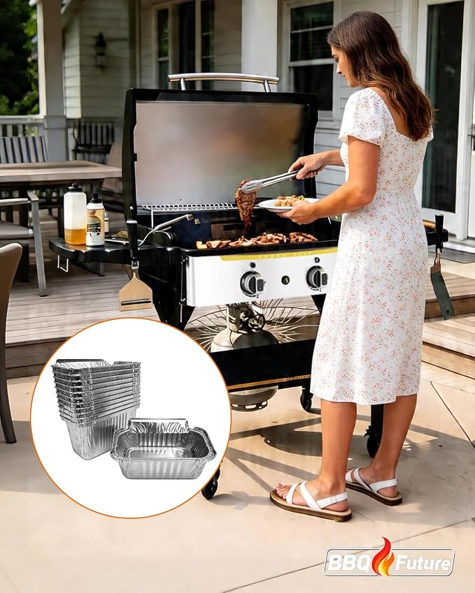 12 Pack Grease Container Foil Liners for HALO Elite Griddles &Pellet Grills | Aluminum Drip Pans for HALO XL Grease Management System, Heavy-Duty Leak-Proof Disposable Grill Grease Catchers