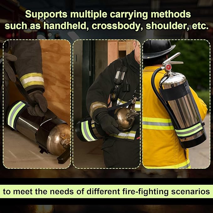 Shyyween 2 Pcs Adjustable Fire Extinguisher Carrying Strap Firefighter Gear Water Can Extinguisher Strap High-strength Nylon Webbing with Metal Buckle for Fire Safety (Green)