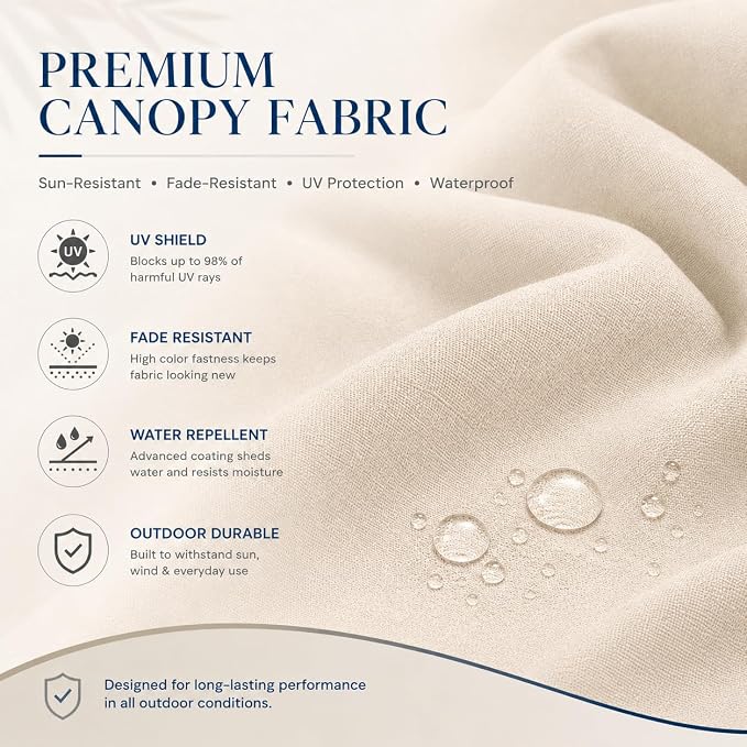 10ft Patio Umbrella, 3-Tier Vented Outdoor Table Umbrella with 8 Sturdy Fiberglass Ribs, Windproof Market Umbrella with Push Button Tilt and Crank, UV Protection for Deck, Pool, Creamy White