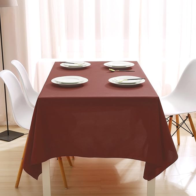Brown Rectangle Tablecloth 60 x 102 Inch 6 Foot 210 GSM Stain&Water Wrinkle Resistant Washable Fabric Table Cloth for Dining Table Buffet Parties Outdoor Picnic Camping Kitchen