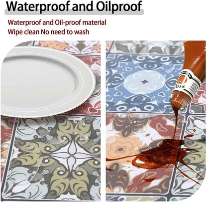 opstellen Fitted Round Tablecloth for 45-54" Tables Stain Resistant Vintage Earthy Vinyl Mantel Para Mesa Redonda Kitchen Apartment Organizers Picnic Camping List Women Men Cool Practical Gift Ideas