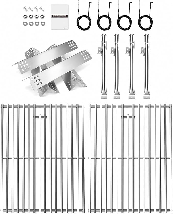 Uniflasy Parts for Nexgrill Replacement 4 & 5 Burner Gas Grills Stainless Steel Burner Tubes,Heat Plates Igniters 17" Stainless Cooking Grates Fits Nexgrill 720-0830H, 720-0783E, 720-0888