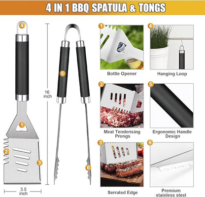 Cifaisi BBQ Grill Accessories Set, 38Pcs Stainless Steel Grill Tools Grilling Accessories with Aluminum Case, Thermometer, Grill Mats for Camping/Backyard Barbecue, Grill Utensils Set for Men Women