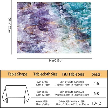 TKS MITLAN Tablecloth Quartz Stone Purple Blue Table Cloth Rectangle Table 60 x 84 Inch Ore Crystal Rough Stone Bright Gorgeous Style Kitchen Decorations for Home Dinner Party