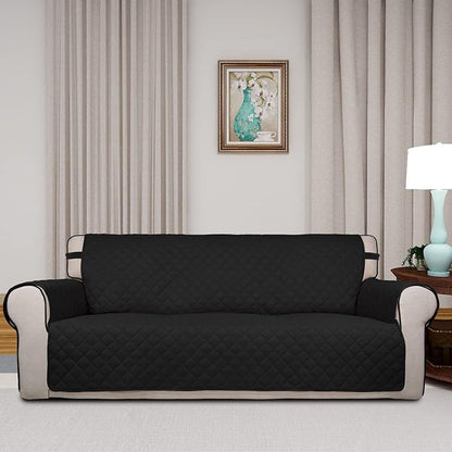 PureFit Reversible Quilted Sofa Cover Dog Couch Covers for Sofa, 66 in | Black/Black, Water Resistant Couch Protector, Washable Pet Couch Cover with Non Slip and Elastic Straps For Kids