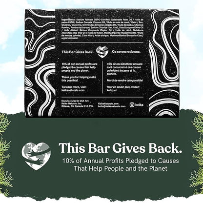 Keika Charcoal Black Soap Bar for Eczema, Psoriasis, Face, Body, Men Women Teens with Oily Skin, 5 oz.