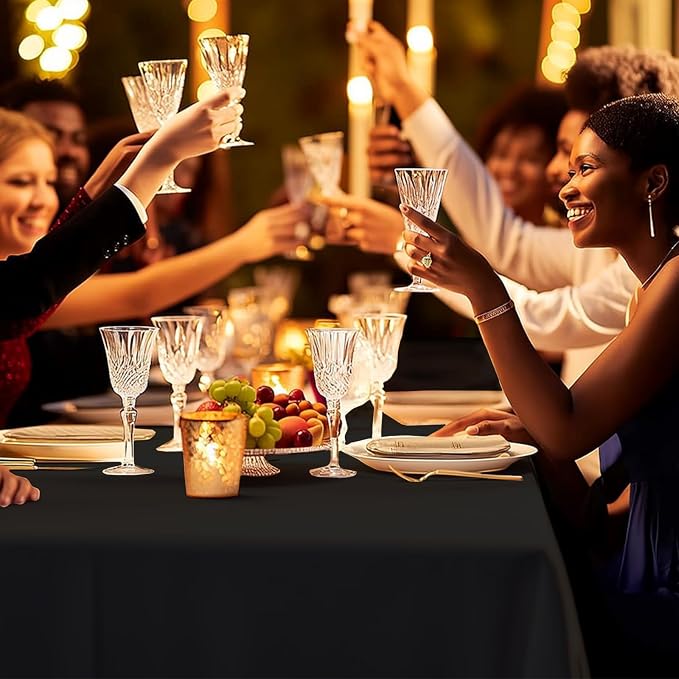 54 Inch X 300 Feet Plastic Table Cover Roll Premium Disposable Plastic Tablecloth for All Type/Shape Tables | Picnic, Party, Banquet, Birthdays, Weddings (Black, 54 Inch X 300 Feet)
