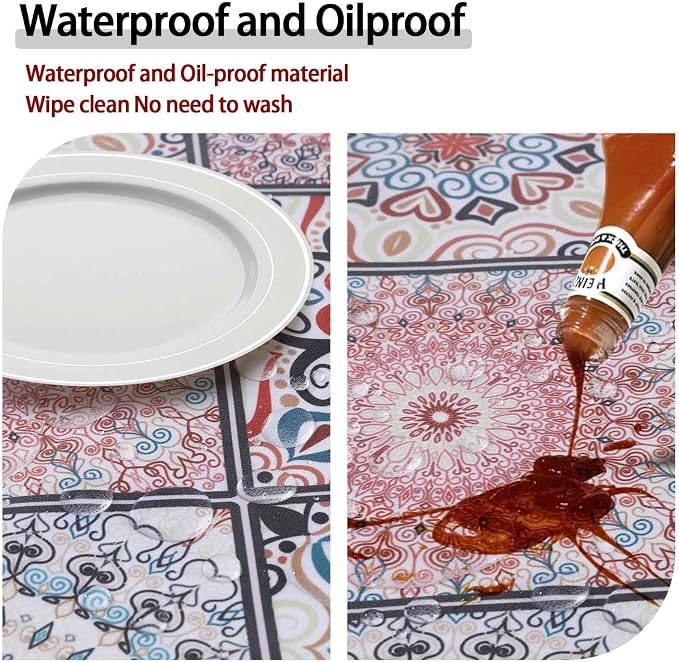 opstellen Fitted Round Tablecloth for 45-54" Tables Spring Summer Fall Rustic Stain Resistant Mantel para Mesa Redonda Kitchen Living Room Needs Campers Picnic Inside Outdoors Supplies
